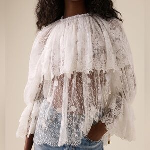 ♥️ISO♥️Chloe Lace Lace Embroidered Blouse in iconic white